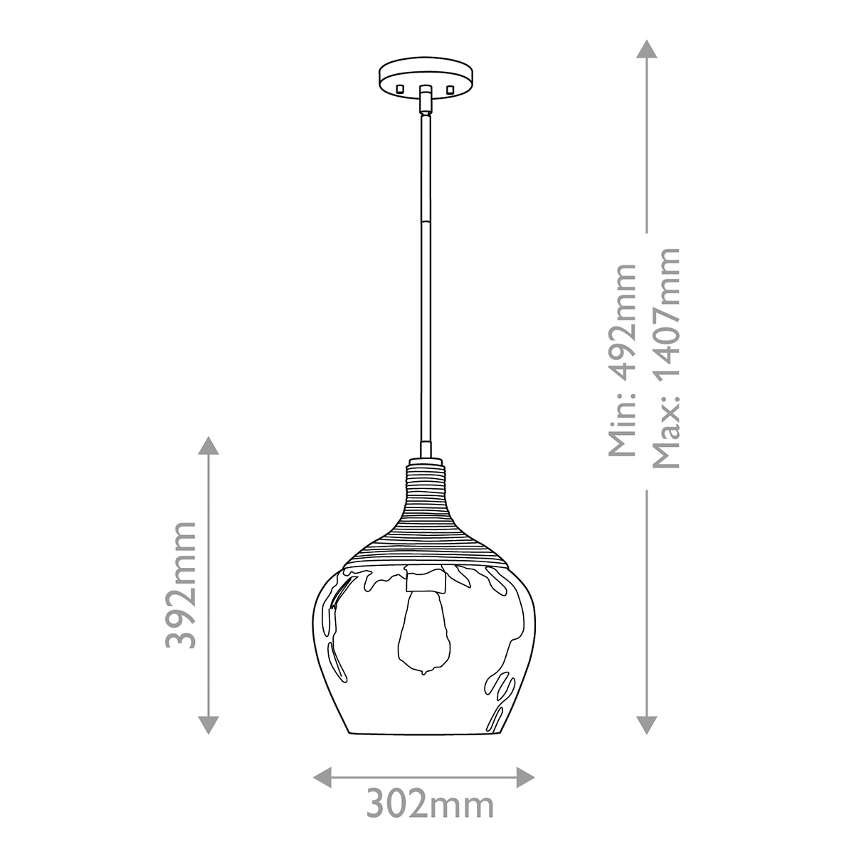 Strukturglas-Pendelleuchte mit Hanfseil-Detail, Fig. 10 Strukturglas-Pendelleuchte mit Hanfseil-Detail, Fig. 10