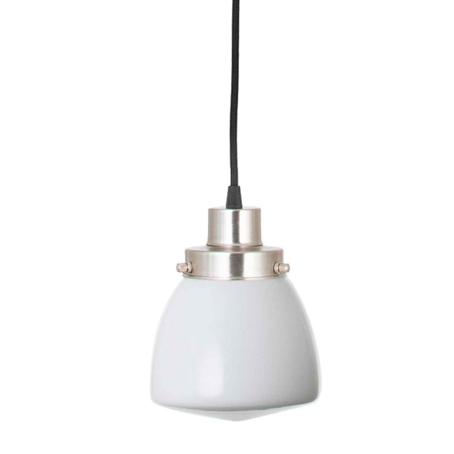 Pendelleuchte mit weißem Opalglas und Messingteilen