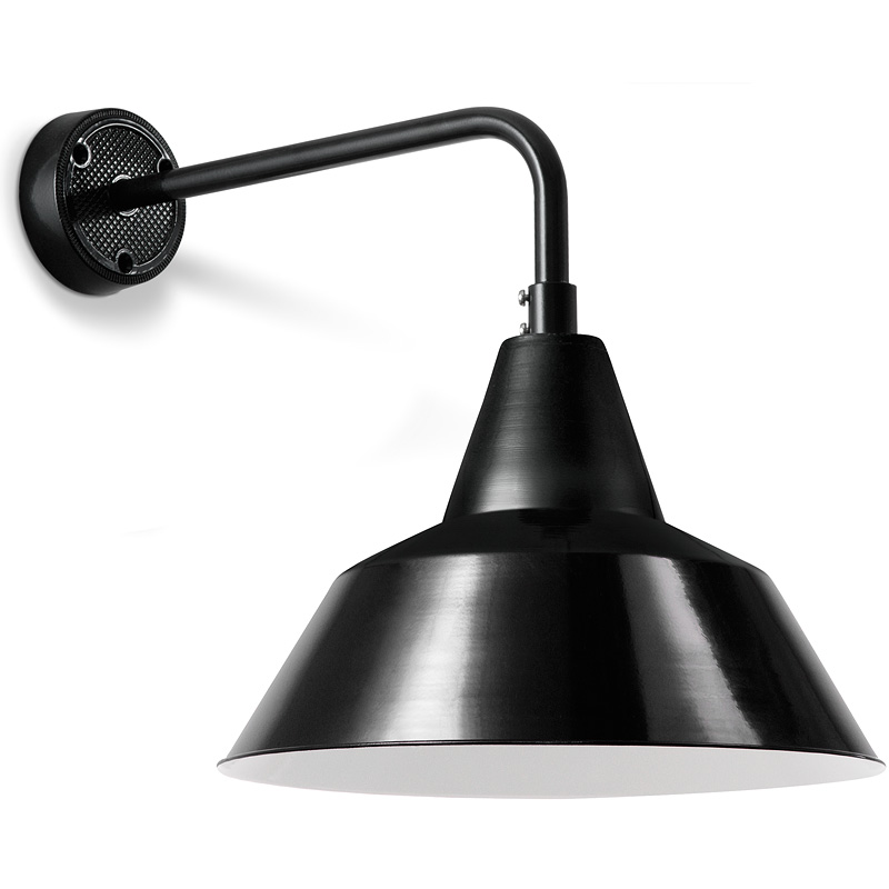 BIELEFELD Klassische Industrie-Wandlampe: Die Bolich-Wandlampe im Industriestil (hier Ø 350 mm, mit 30 cm Wandarm)