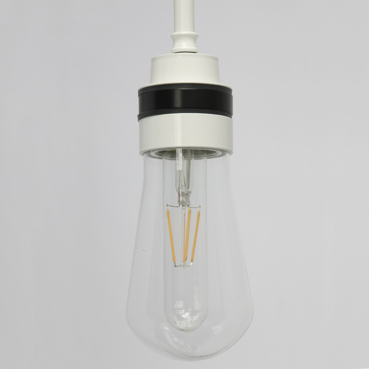 Schlichte Schwanenhals-Wandlampe, IP65: Ausführung „weiß pulverbeschichtet“