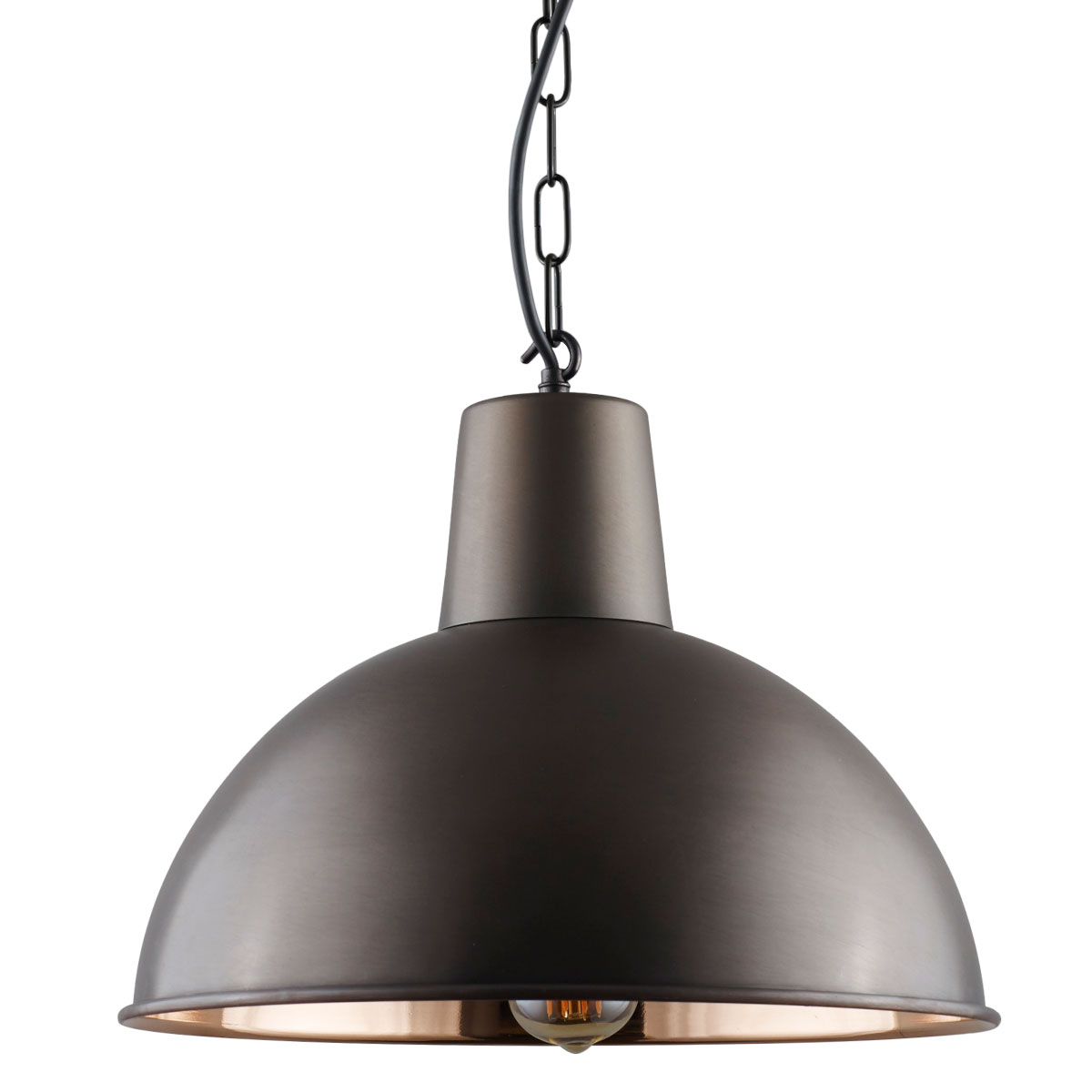 Große Kupfer-Pendelleuchte mit dunkler Patina, Ø 40 cm Große Kupfer-Pendelleuchte mit dunkler Patina, Ø 40 cm