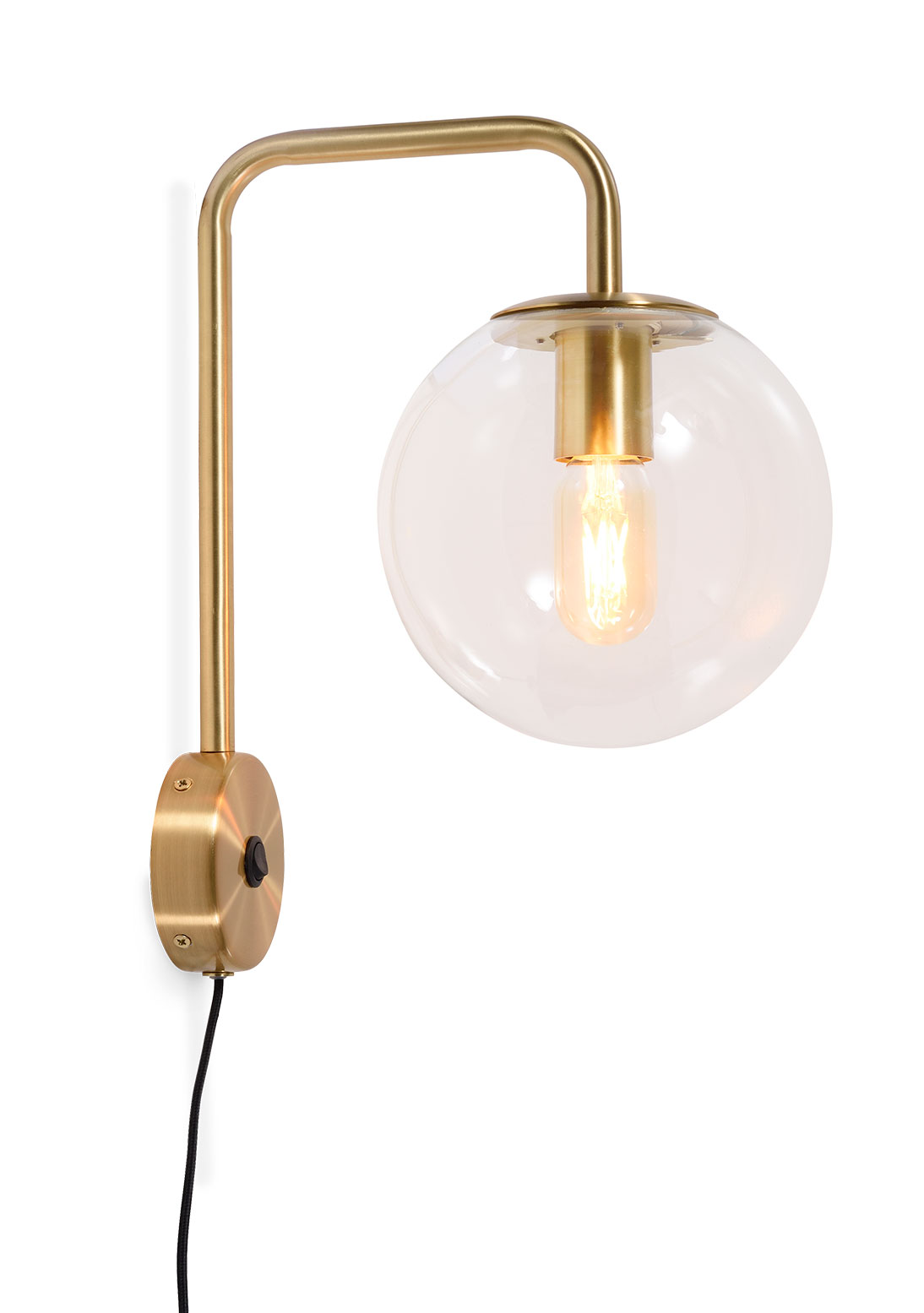 Moderne Glaskugel-Wandlampe mit Kabel, golden oder schwarz, Bild 2