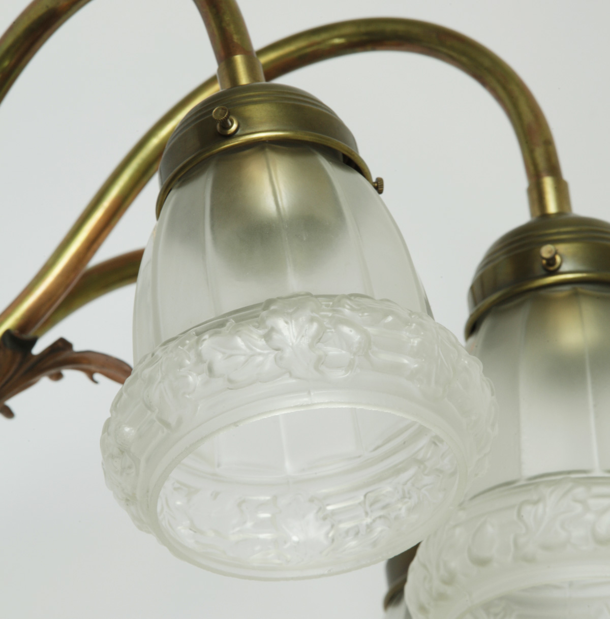 Fig. 4: Satinierte Gläser Antique Art Nouveau Wall Lamp, Germany, ca. 1900 - SOLD: Satinierte Gläser