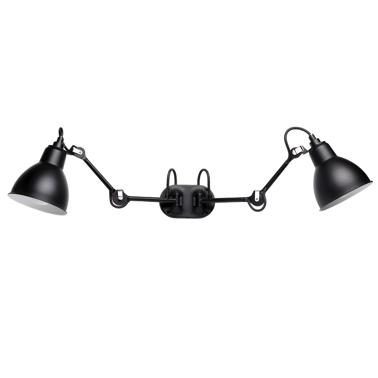 Bild 2: Mit schwarzen Schirmen  Bad-Wandleuchte Lampe Gras N° 204 DOUBLE BATH: Mit schwarzen Schirmen