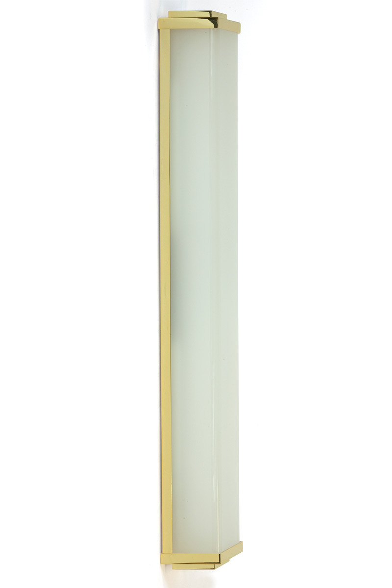 Elegante Art-Déco-Wandleuchte LED IP44: Badezimmer-Wandleuchte im puristischen Art Déco-Look (Modell 2 mit 60 cm Höhe in Gold)