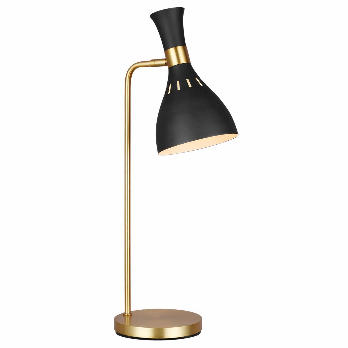 Mid-Century-Tischleuchte in Schwarz oder Weiß mit Messing