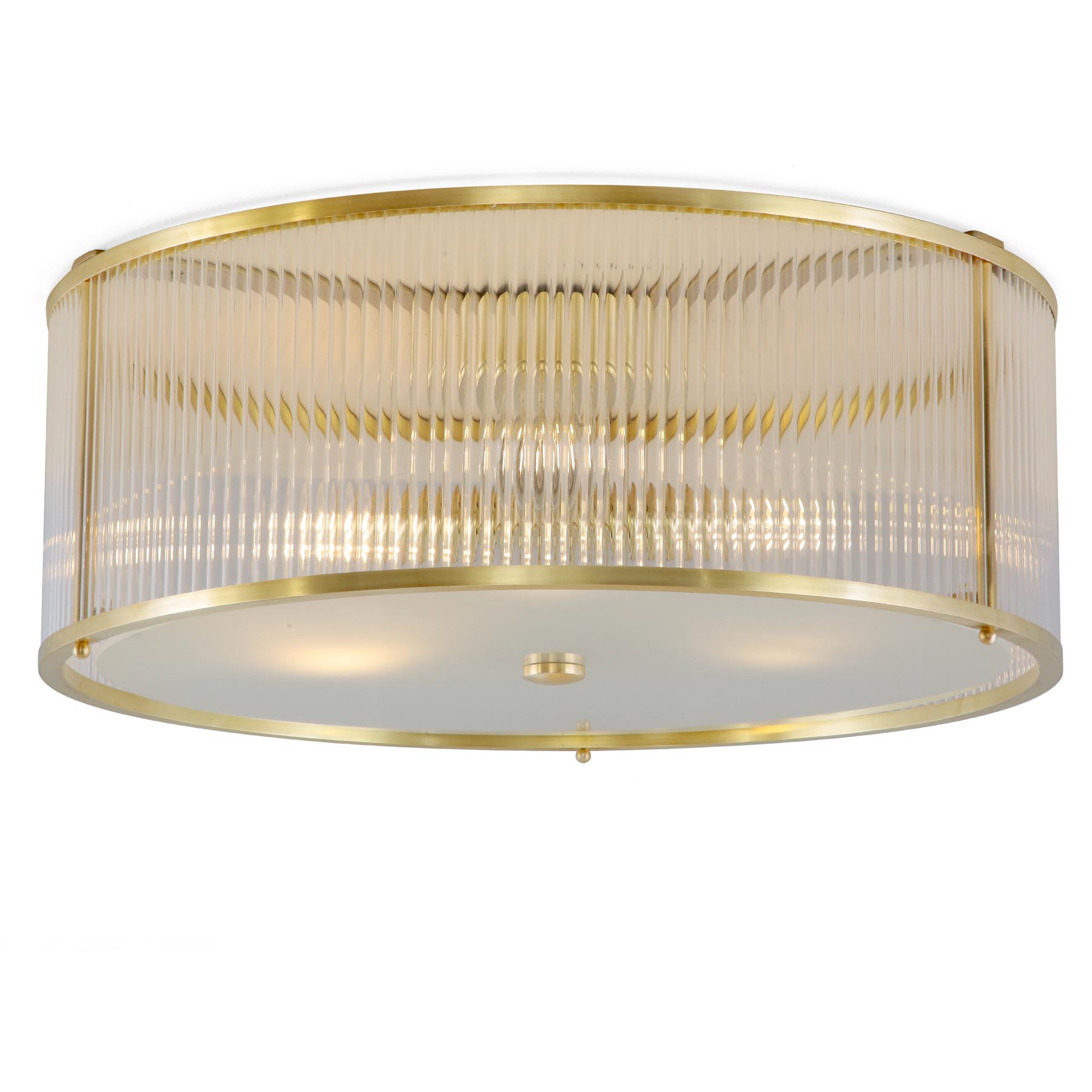 Flache Art Déco Deckenleuchte MIAMI aus Messing, Ø 50 cm
