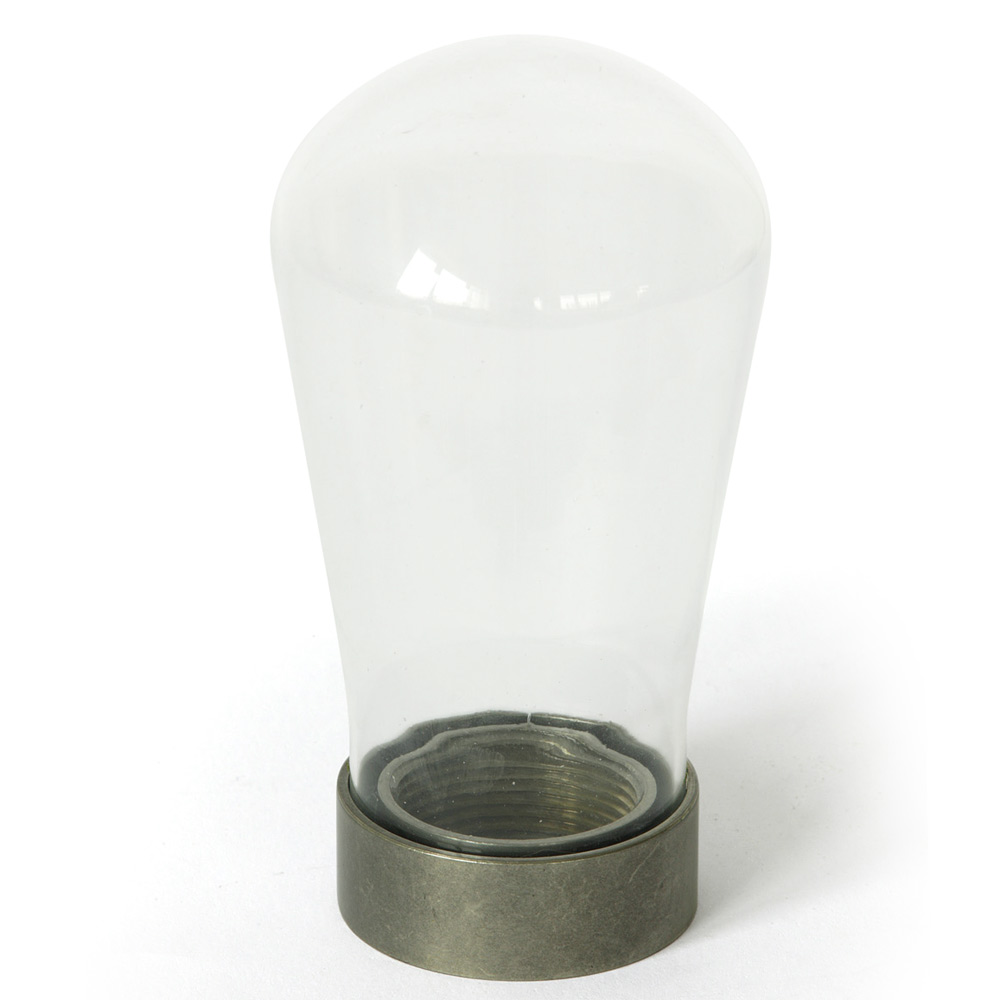 Einfache Badezimmer-Wandlampe mit Glaskolben, IP65: Wasserdichter Glaskolben (Ø 8 cm, hier in „Messing alt-silbern patiniert“)