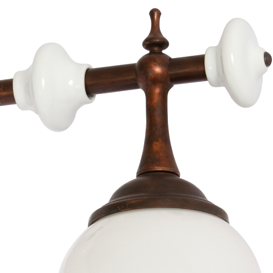 Bild 10: Ohne Dekor Landhaus-Tischbeleuchtung: Balkenleuchte mit drei Glasschirmen CARACOI: Ohne Dekor