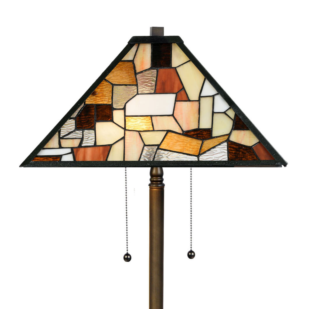 Floor light with real glass Tiffany shade