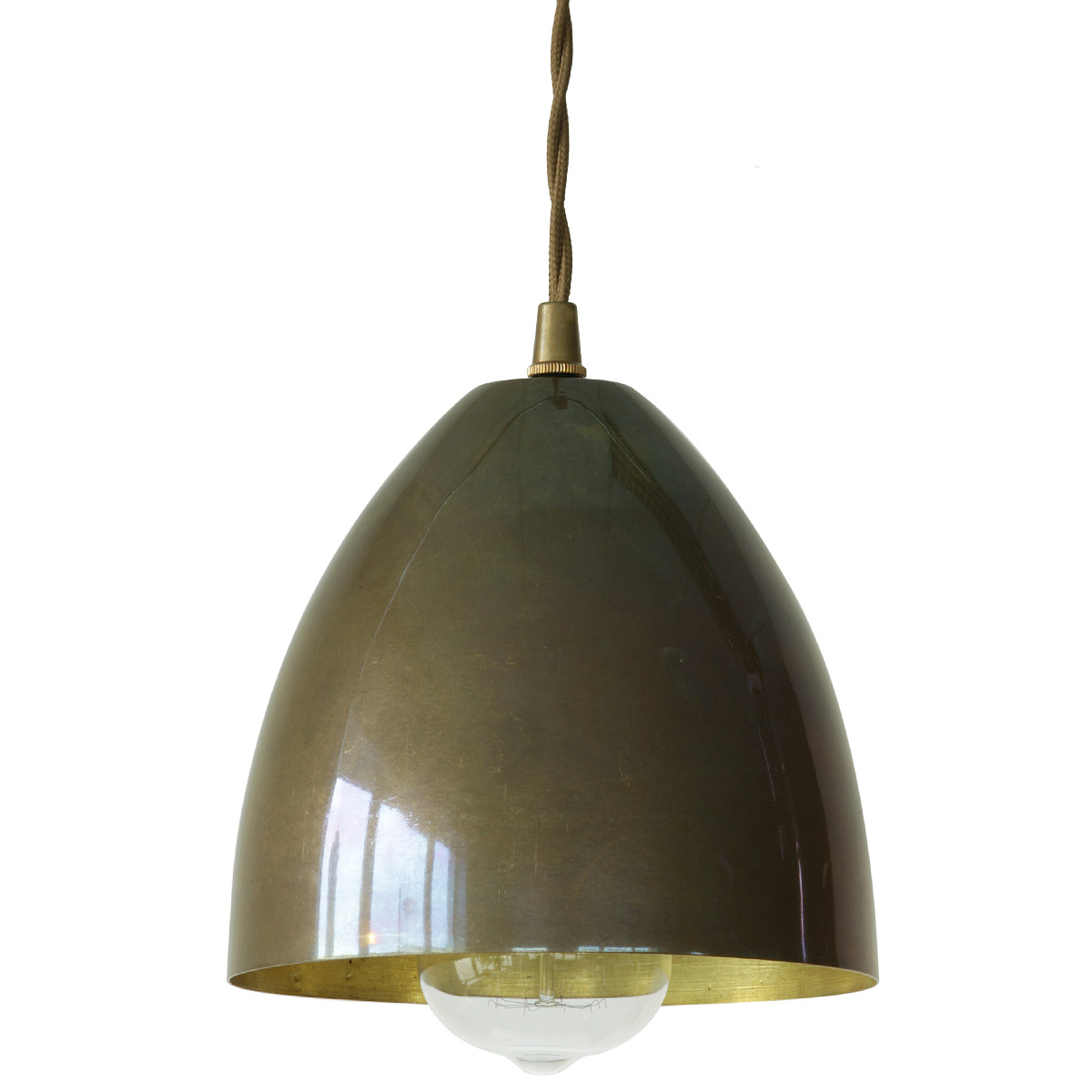 Bild 3: Ausführung in „Alt-Messing antik patiniert“, mit „Edison“-Birne Elegante, kleine Pendelleuchte aus Messing: Ausführung in „Alt-Messing antik patiniert“, mit „Edison“-Birne