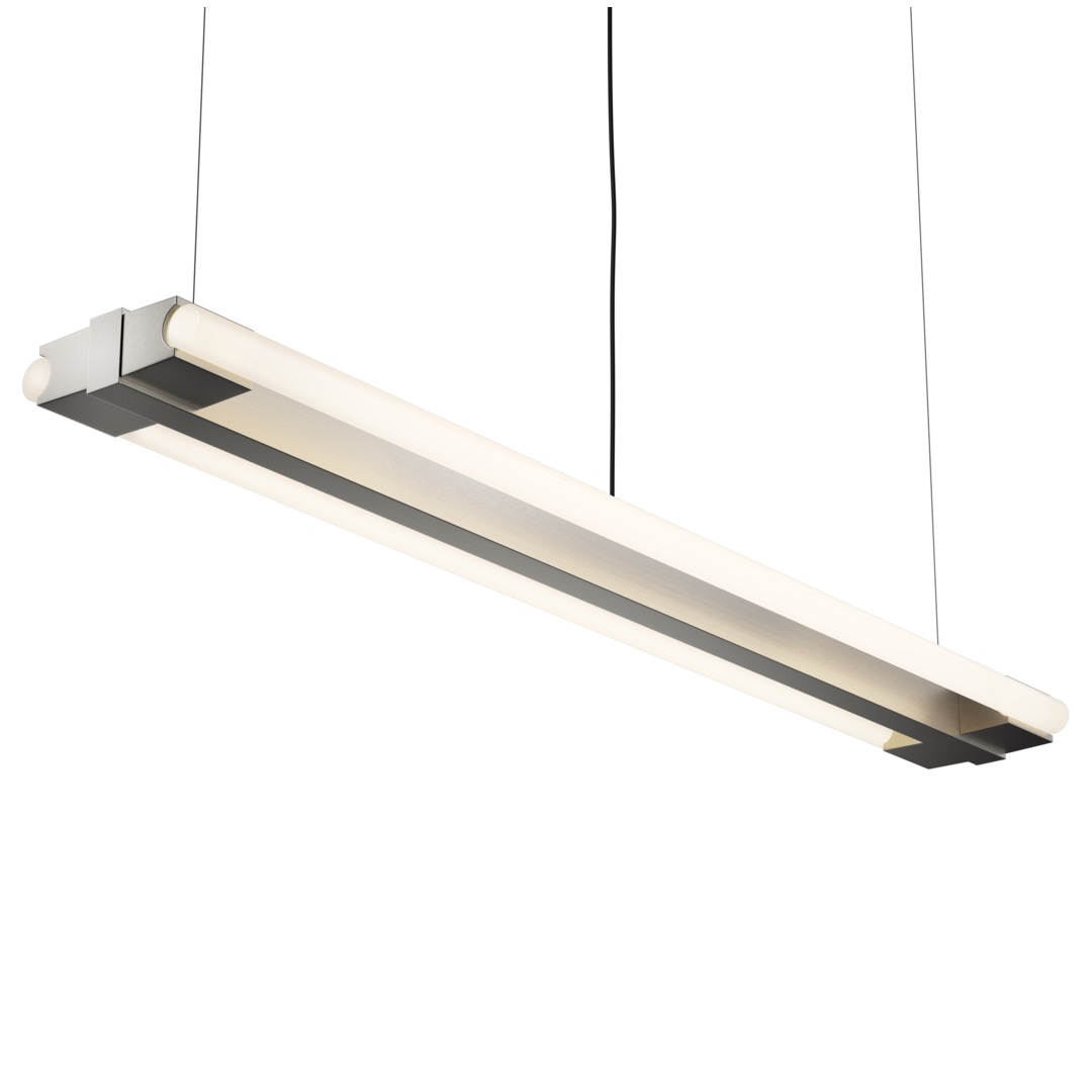 Elegante Röhren-Hängeleuchte für LED-Linienlampen, 100 cm: Nickel satiniert