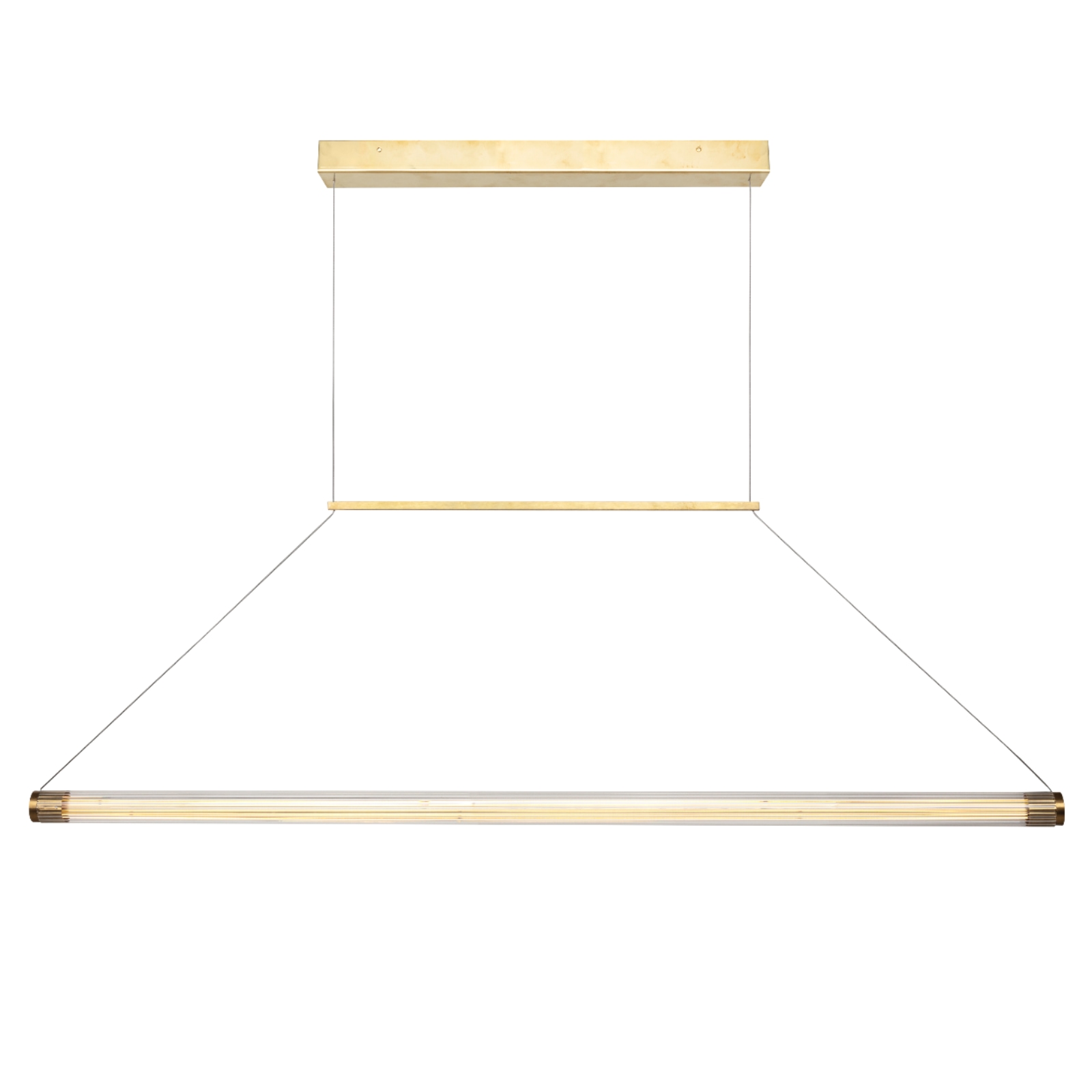 Elegante Glasröhren-Pendelleuchte RAY mit Messingdetails Elegante Glasröhren-Pendelleuchte RAY mit Messingdetails
