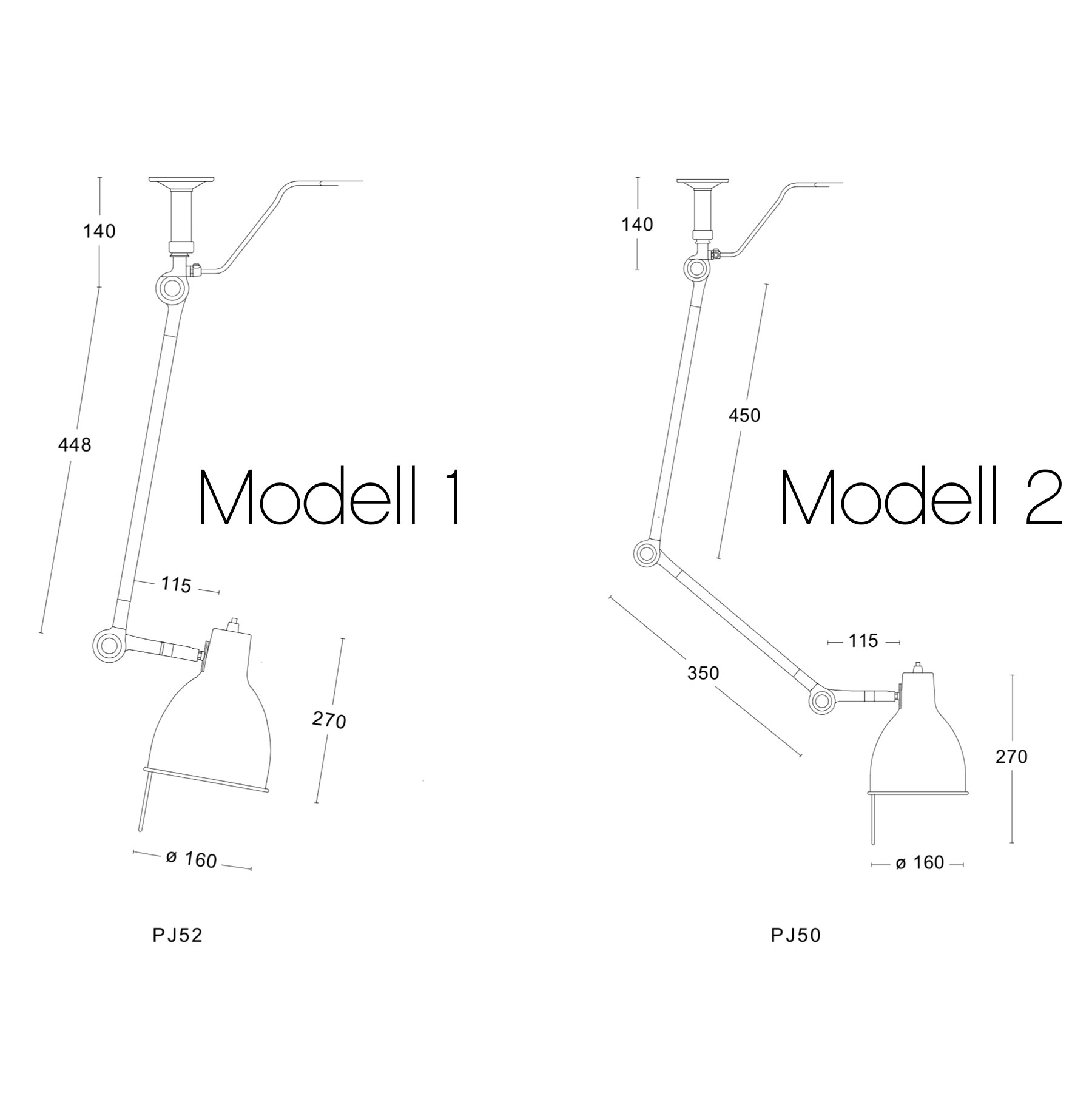Einstellbare Gelenkarm-Deckenleuchten PJ50 und PJ52, Bild 15 Einstellbare Gelenkarm-Deckenleuchten PJ50 und PJ52, Bild 15