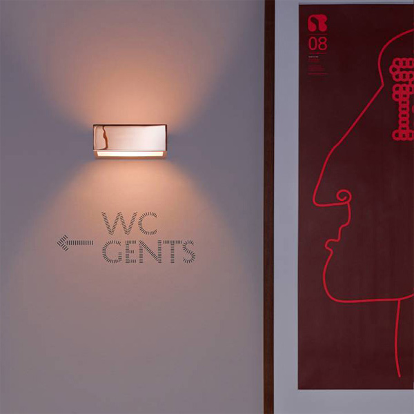 Puristische Badezimmer-Wandleuchte, Chrom, Up-Down-Licht: Die Modelle 1 bis 5 sind auch in glänzender, rötlicher Kupferoberfläche erhältlich
