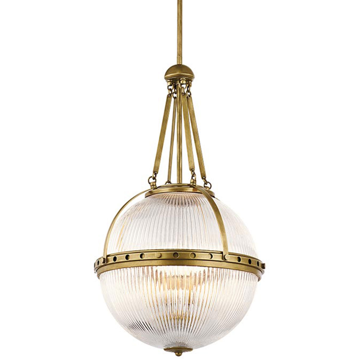 Viktorianische Pendelleuchte mit prismatischem Kugel-Schirm