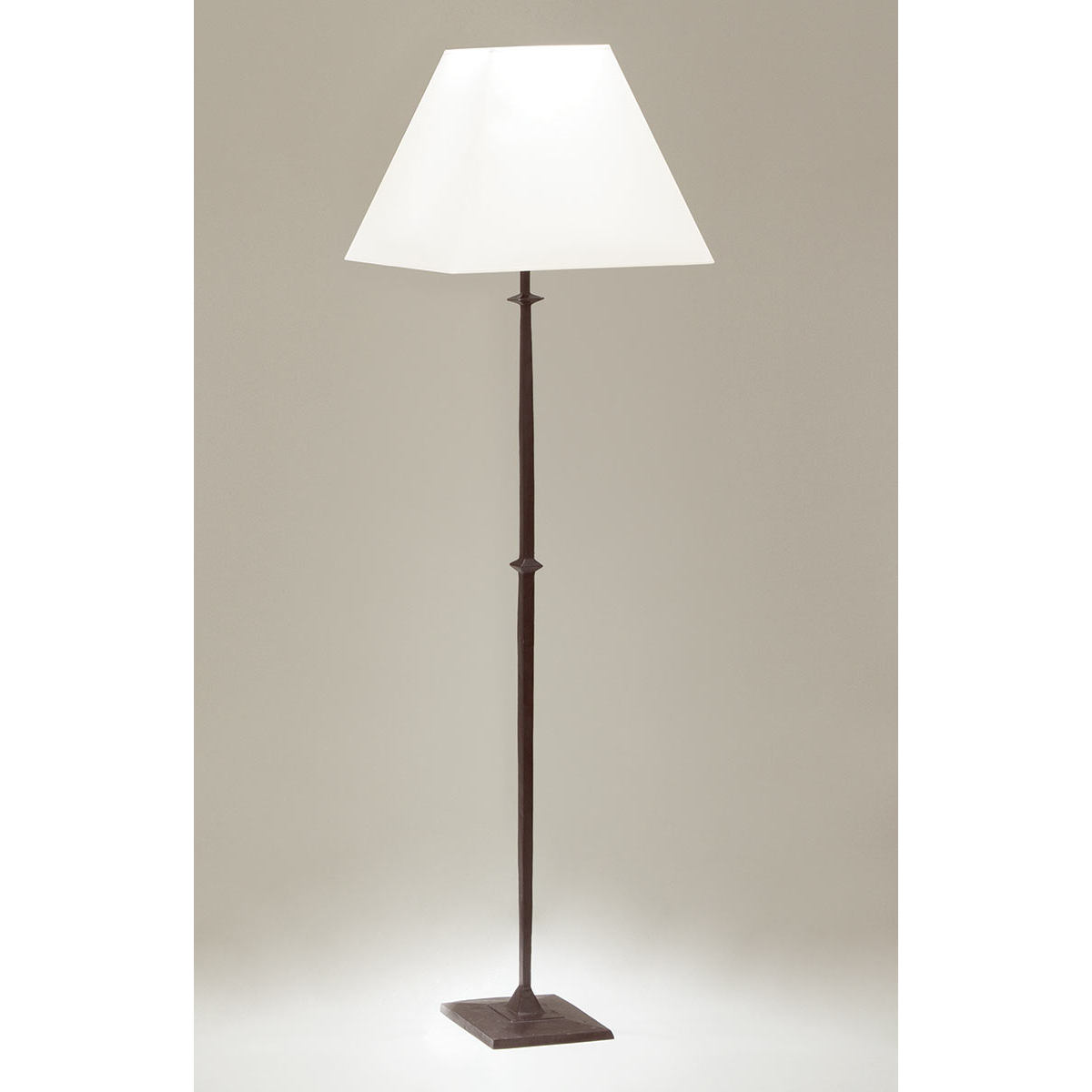 Exclusive bronze cast floor light ADAM with fabric shade