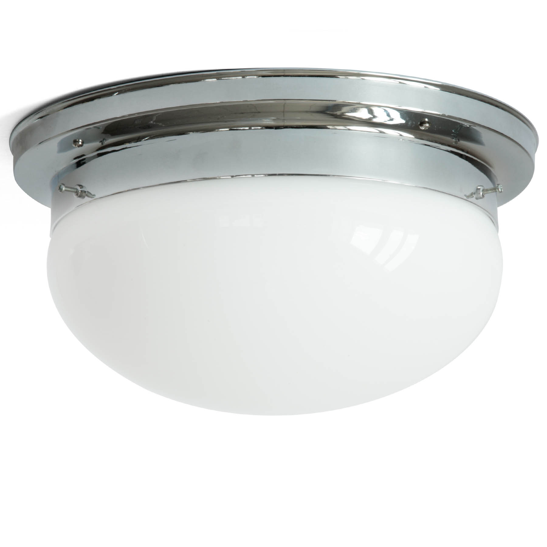 Classic Ceiling Light Made of Brass With Opal Glass Bonnet, Ø 29 cm: Abgebildet in Chrom