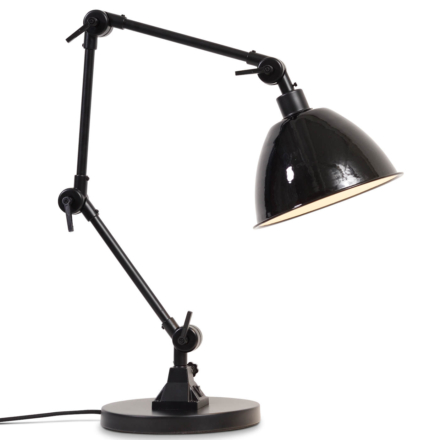 Adjustable table light with enameled shade