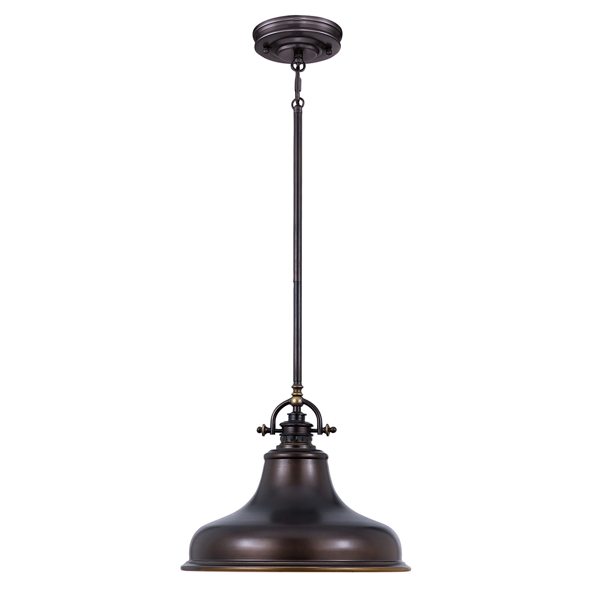 Klassische amerikanische Hängeleuchte aus Stahl mit Glasdiffusor