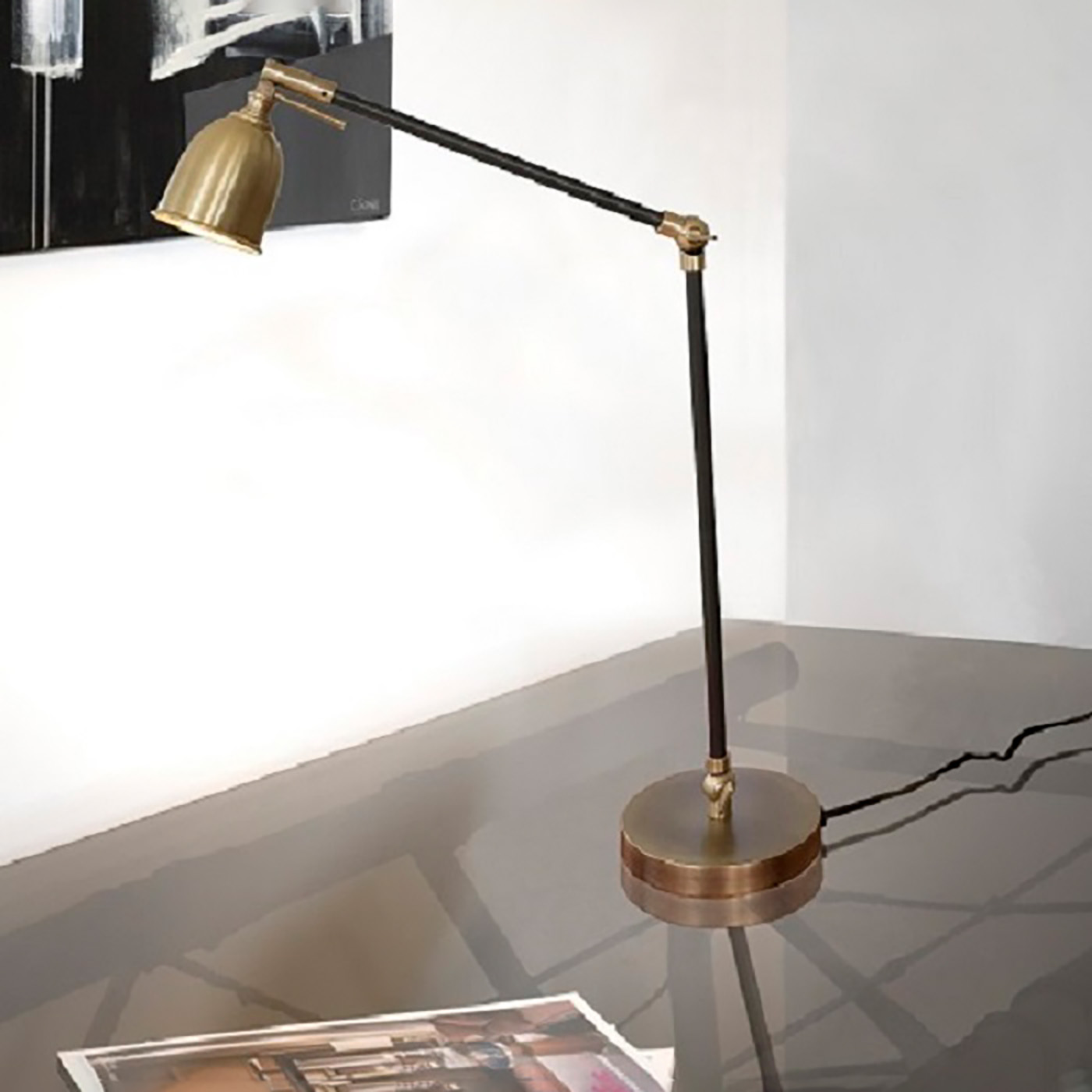 Adjustable Reading Table Lamp with Spotlight L71: Modell zweifarbig schwarz-gold