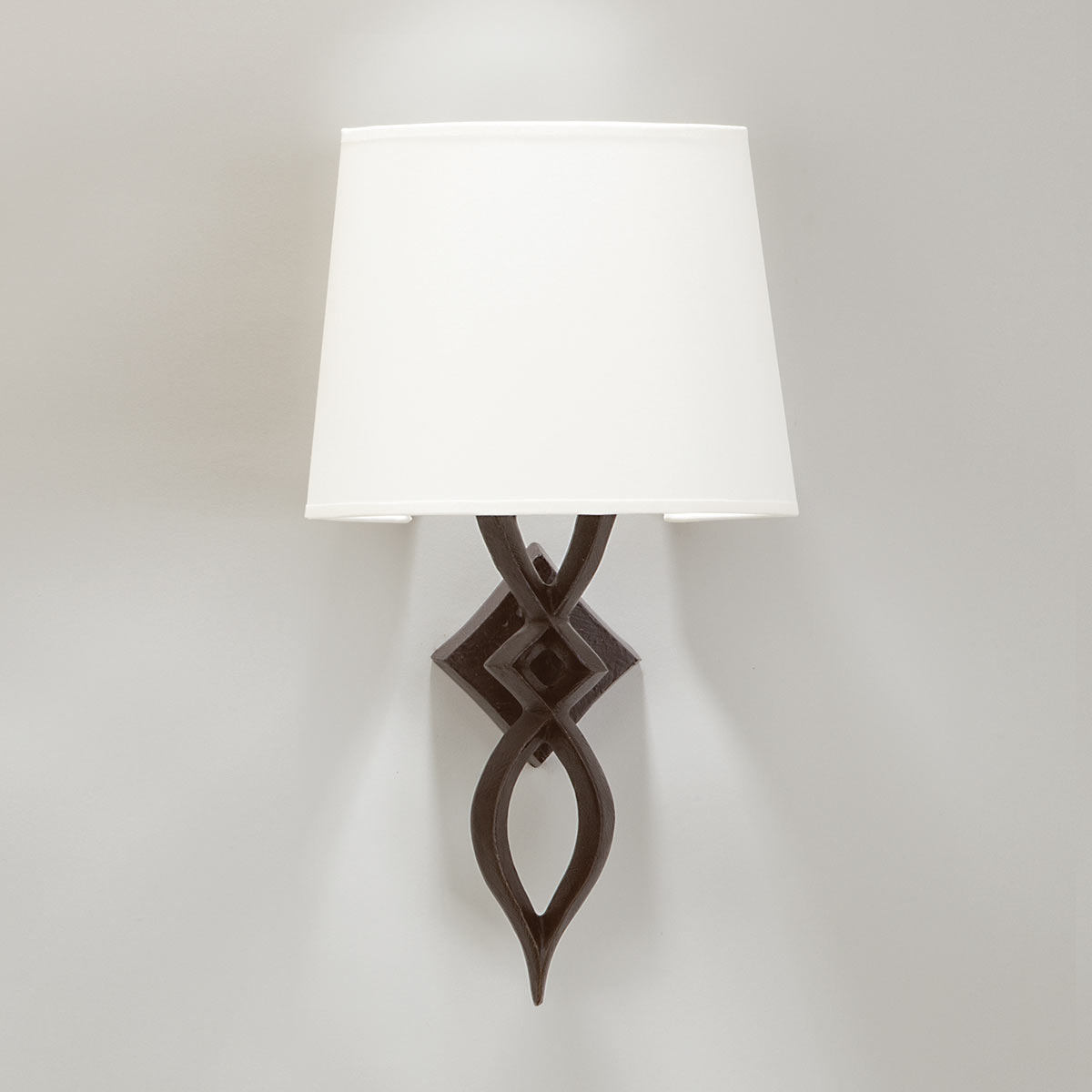 Bronze cast wall light MONA with fabric shade