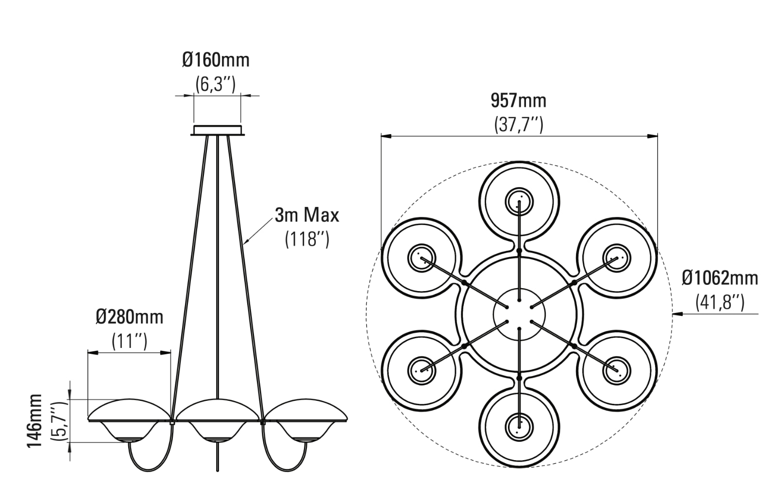 Retro-Futuristischer UFO-Design-Kronleuchter IN THE AIR 6, Bild 10 Retro-Futuristischer UFO-Design-Kronleuchter IN THE AIR 6, Bild 10