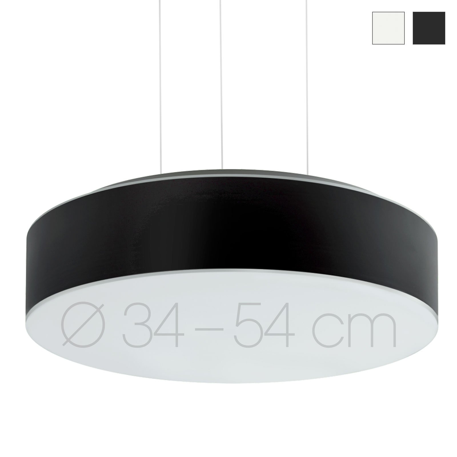 Round Pendant Light ERIK C with Black Rim, Ø 34 to 54 cm