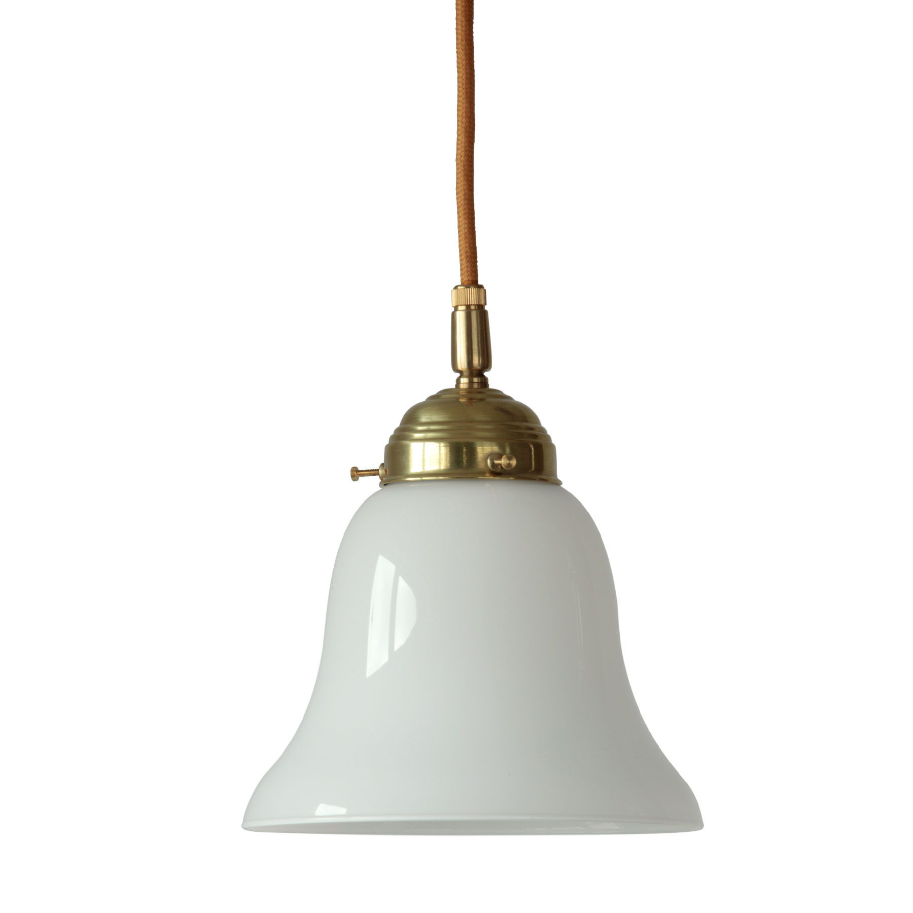 Nostalgic Bell Shaped Pendant Light With Opal Glass Shade