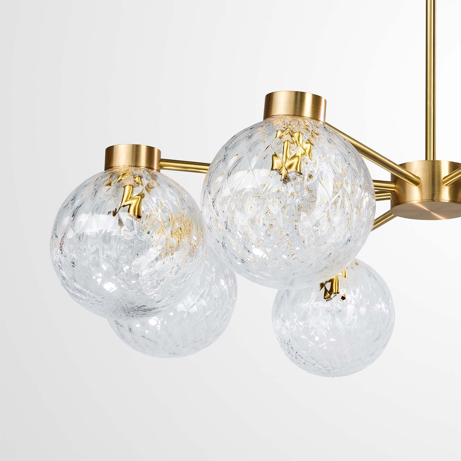 Pendelleuchter mit acht strukturierten Glaskugeln, Ø 14 cm, Bild 4