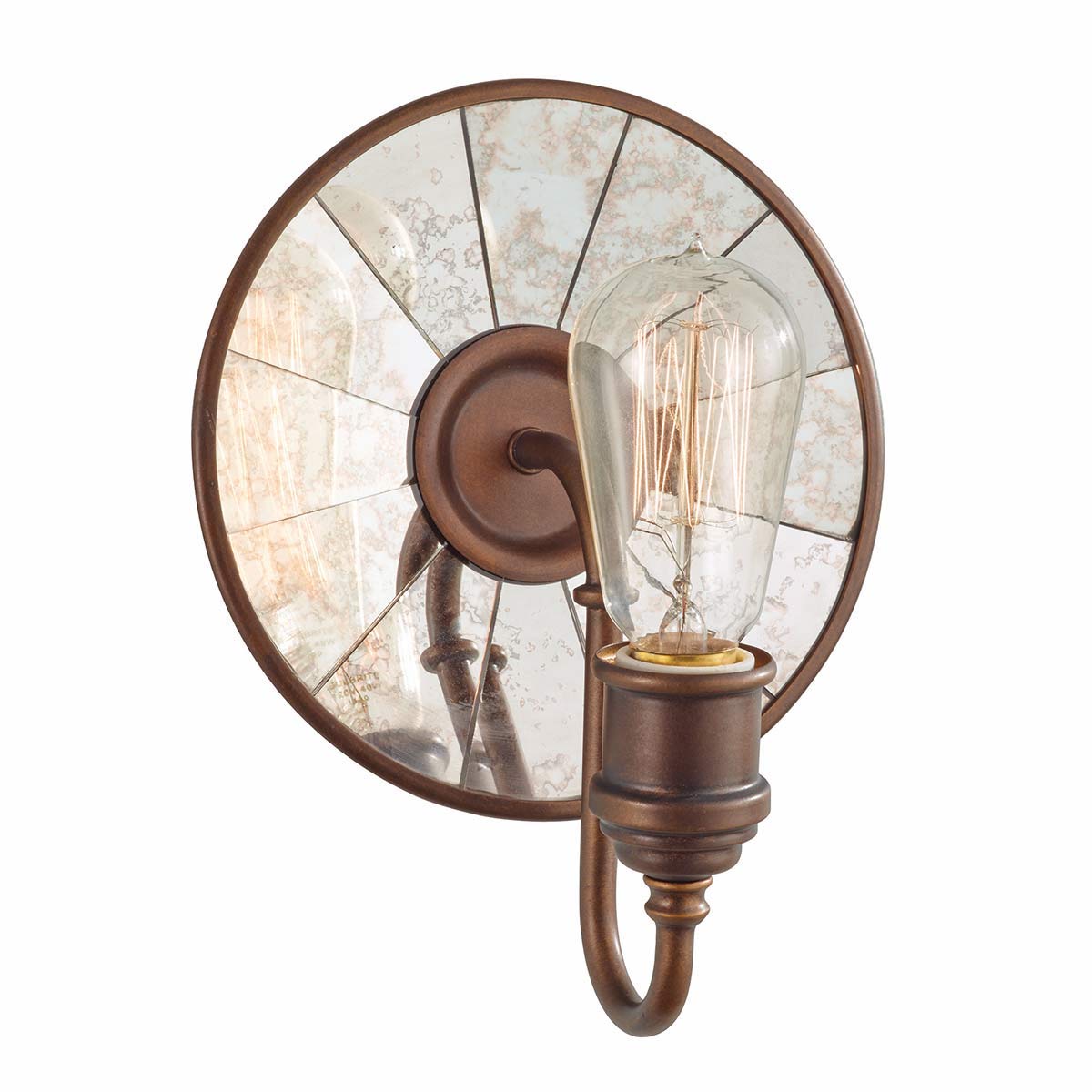 Reflektor-Wandleuchte mit patiniert-verspiegeltem Glas