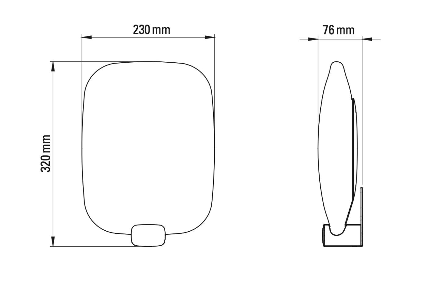 Fig. 14: Abmessungen Modell 2 Flat Bathroom Wall Light LIGHT ME TENDER, IP44: Abmessungen Modell 2