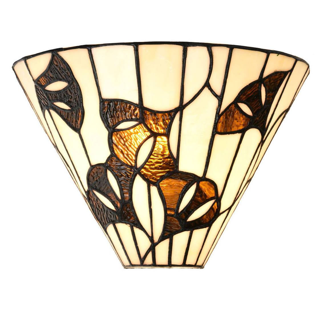 Halbrunde Wandleuchte mit Gingkoblättern aus Tiffany-Glas Halbrunde Wandleuchte mit Gingkoblättern aus Tiffany-Glas