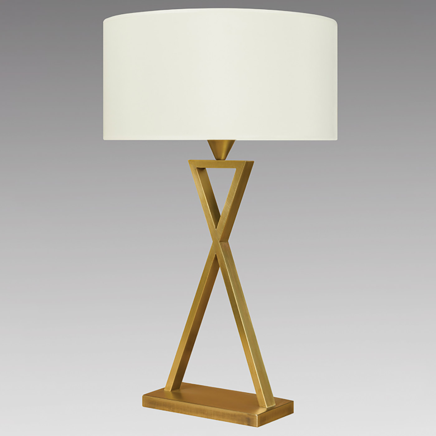 Moderne Tischleuchte mit rundem Stoffschirm L196: Ausführung natur matt satiniert