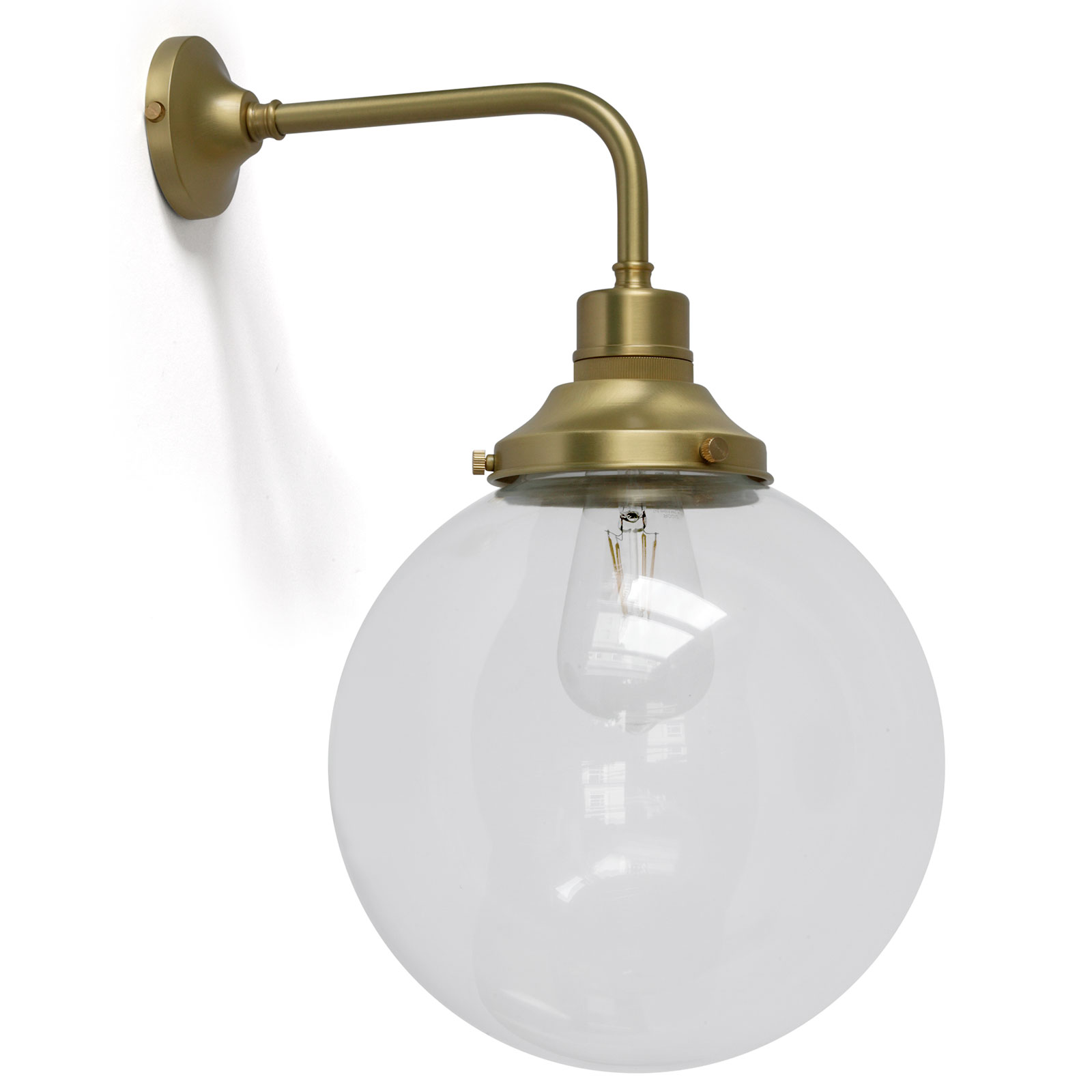 Simple elegance: ball-shaped wall lamp with clear glass, Ø 20 to 30 cm