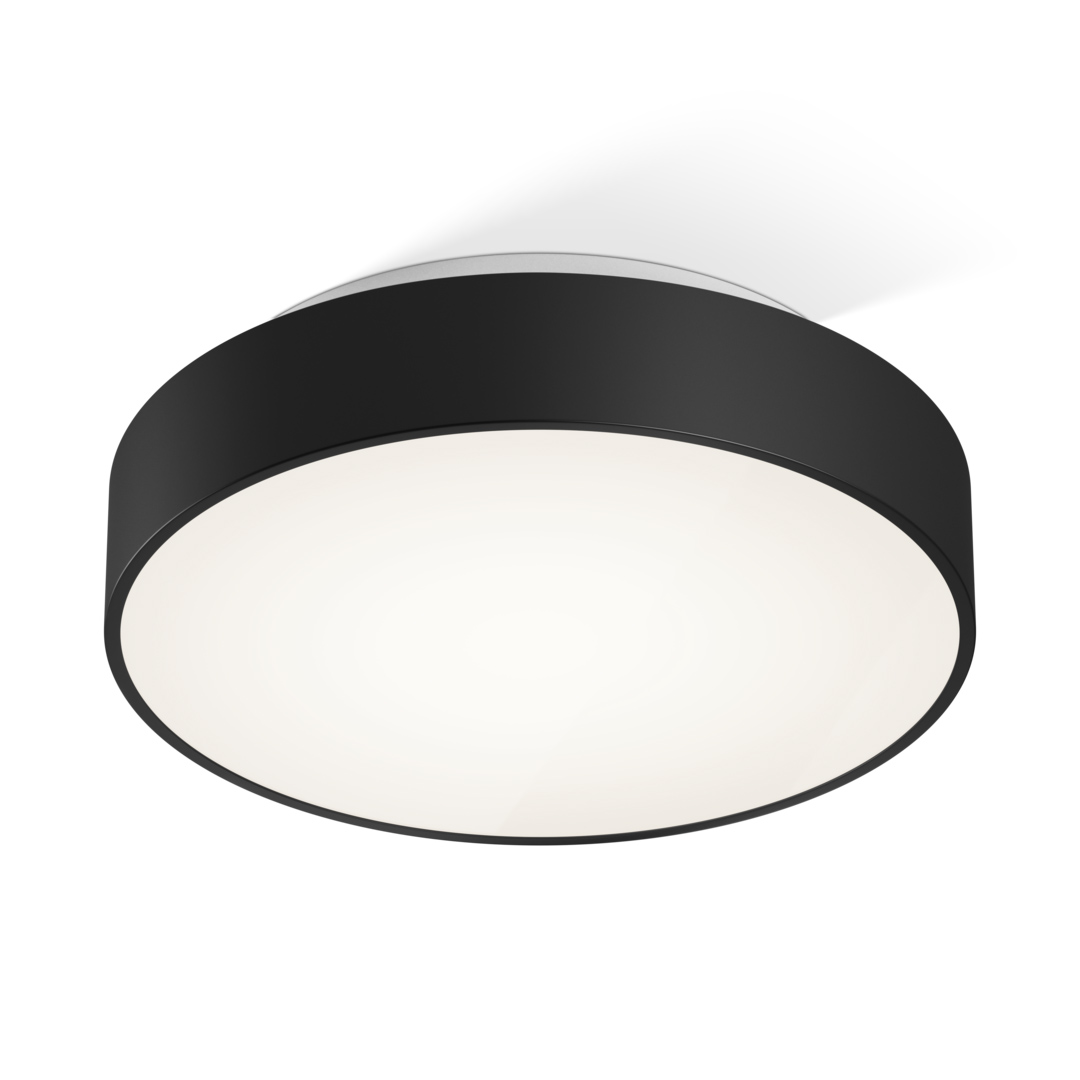 Puristische, kleine Bad-Deckenlampe JOIN LED, Durchmesser ab 26 cm: Das mittlere Modell 32 cm in Schwarz matt