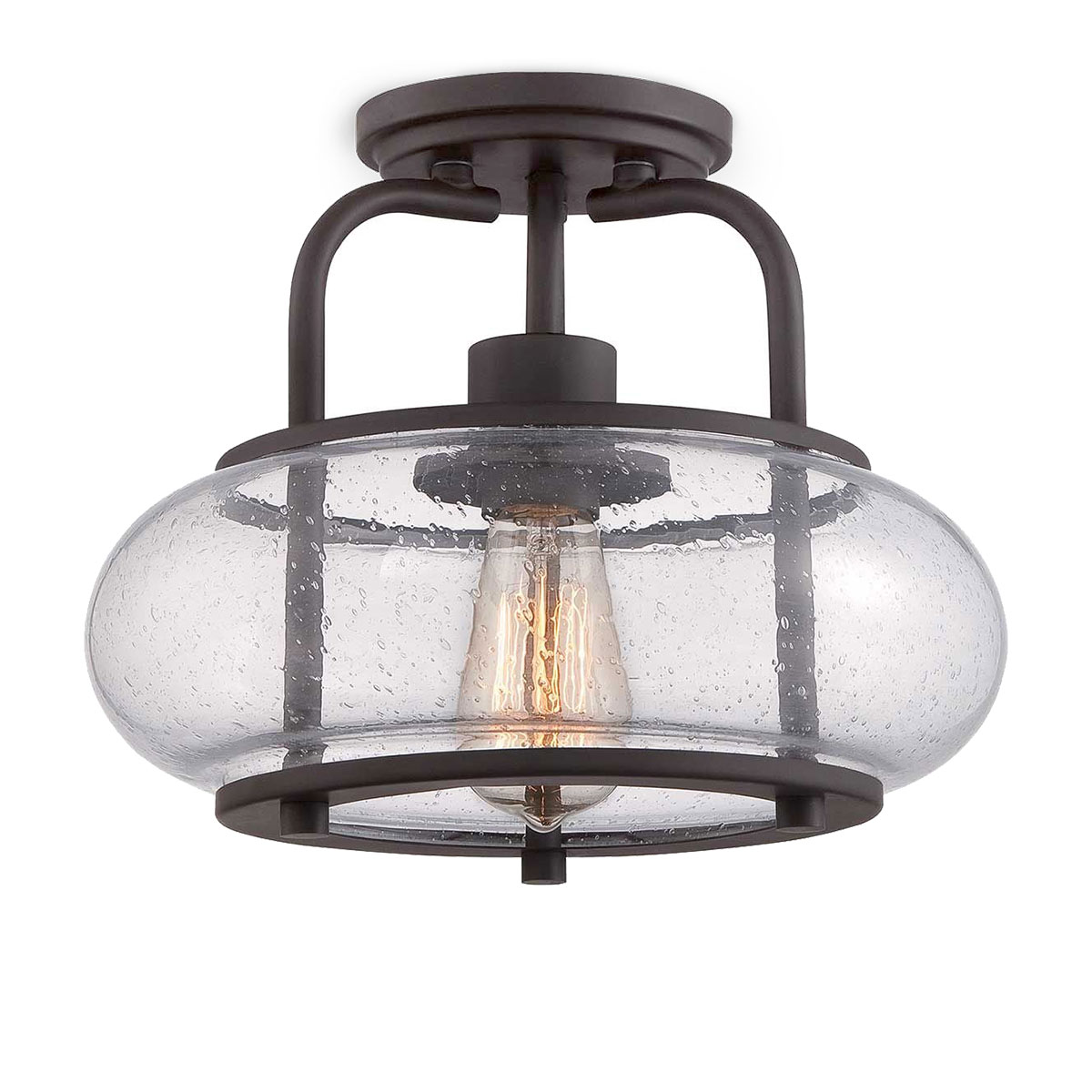 Abgehängte Deckenleuchte mit Blasenglas, Ø 30 cm