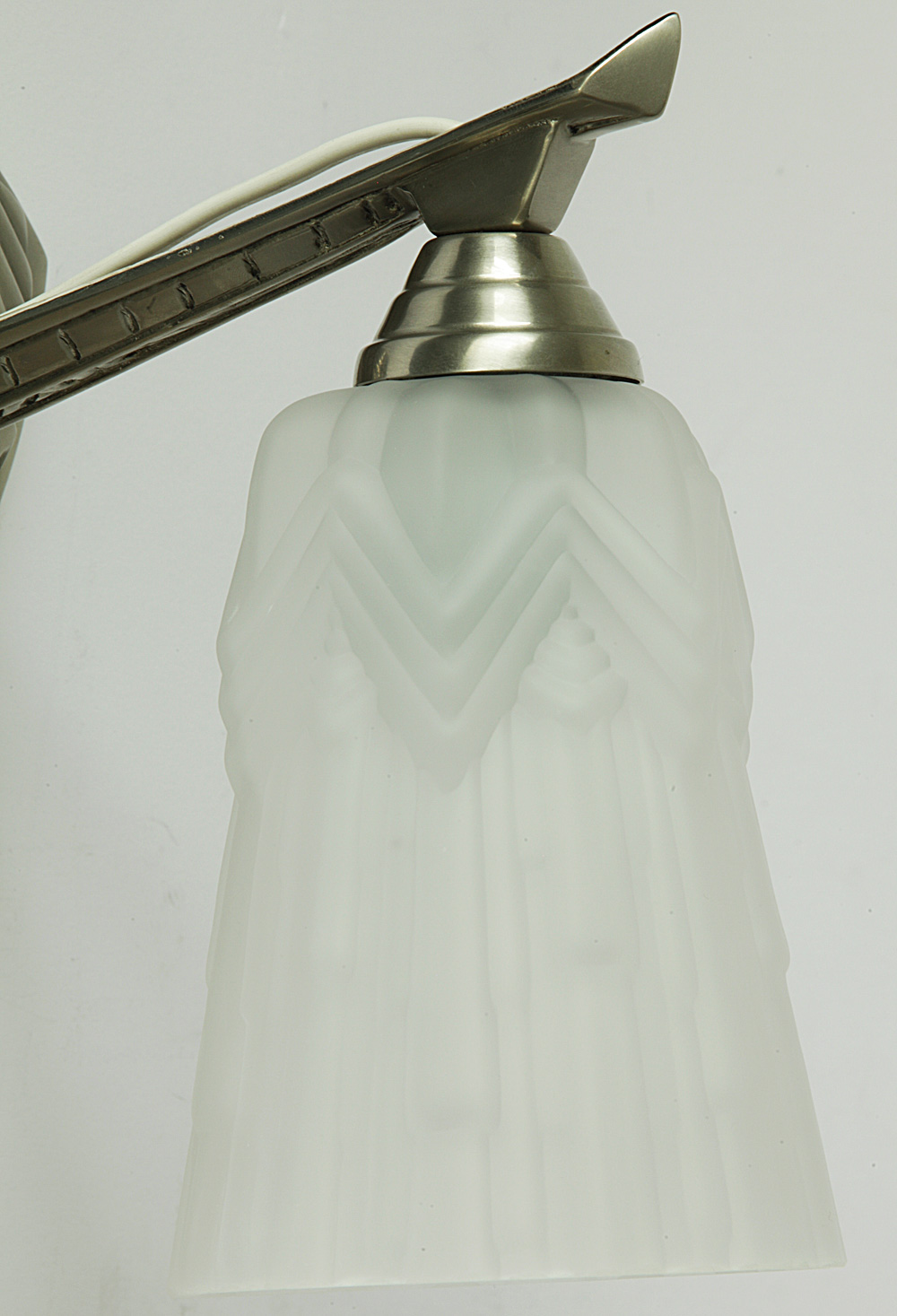 Bild 3: Ornament-Satinglas Art nouveau-Wandleuchte mit satiniertem Glas: Ornament-Satinglas