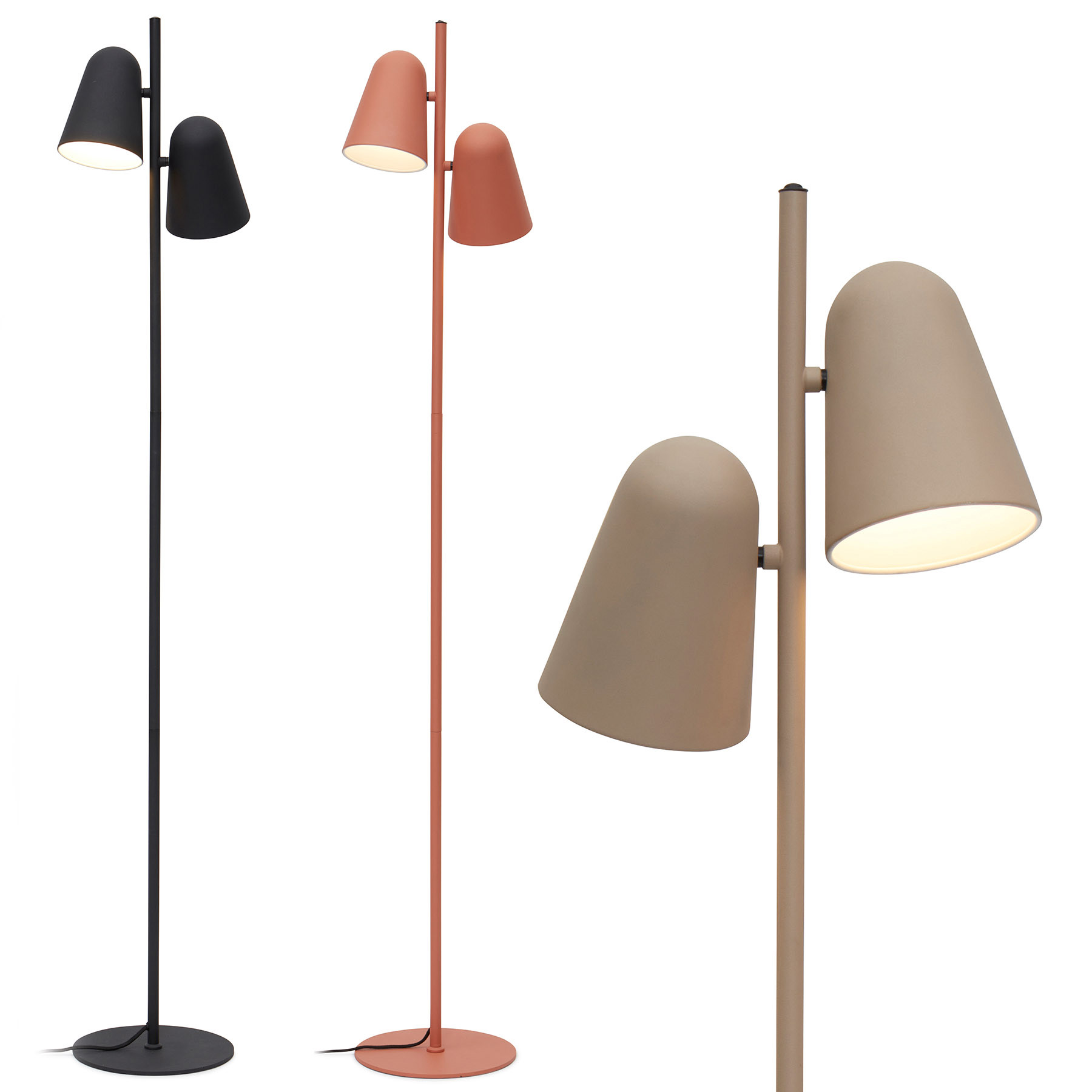 Zweiflammige Stehleuchte mit eleganten Schirmen