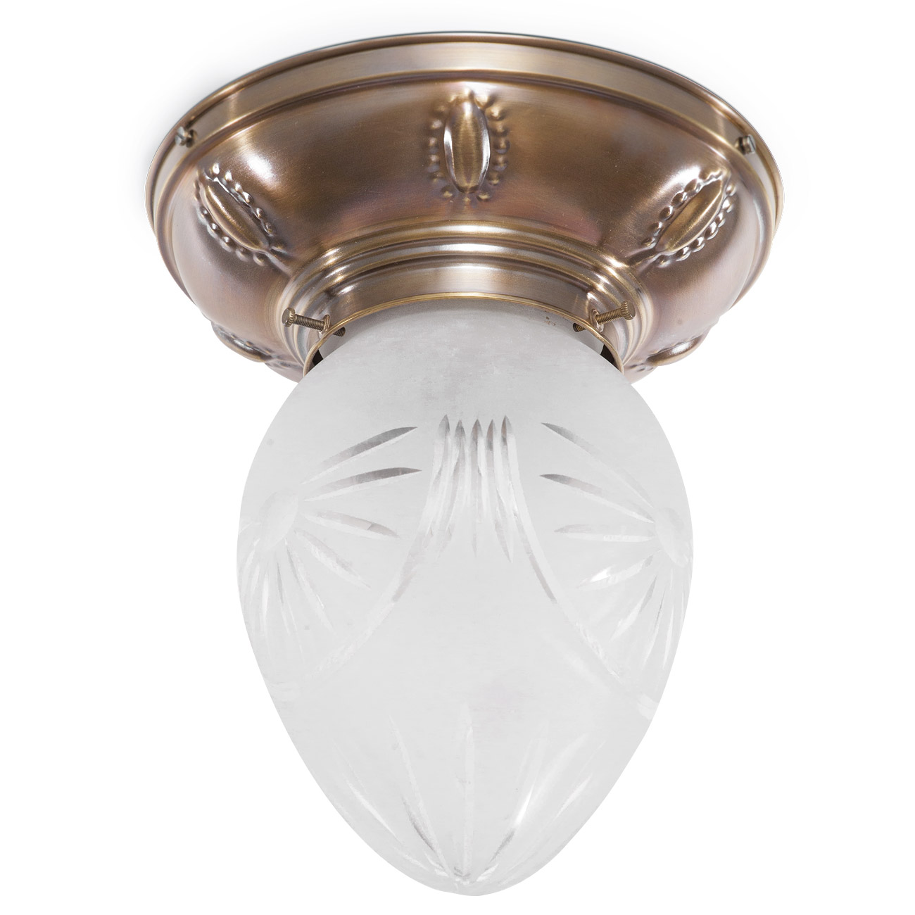 Kleine Tropfenglas-Deckenleuchte auf Messingsockel RAAB Ø 18 cm Kleine Tropfenglas-Deckenleuchte auf Messingsockel RAAB Ø 18 cm