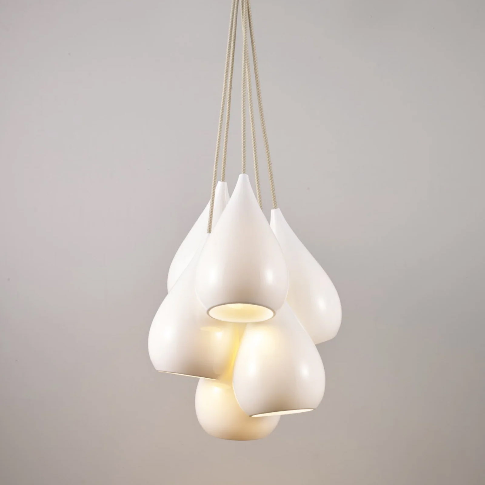 Grouping of 6 or 11 porcelain drop pendant lights