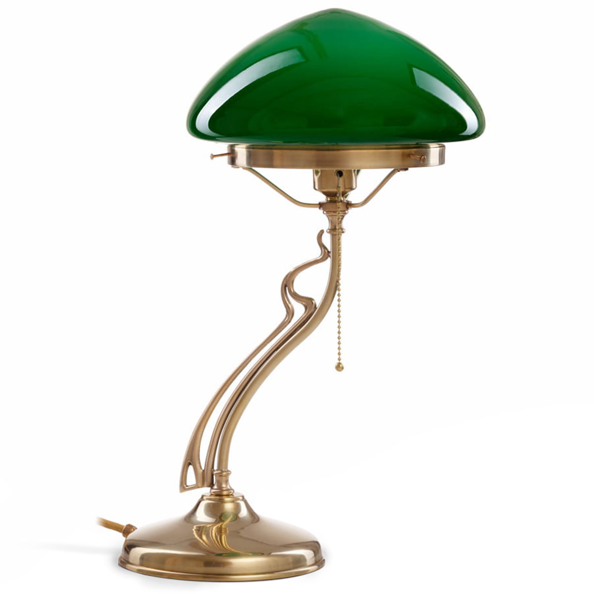 Art Nouveau "Mushroom" Table Lamp with Curved Brass Frame