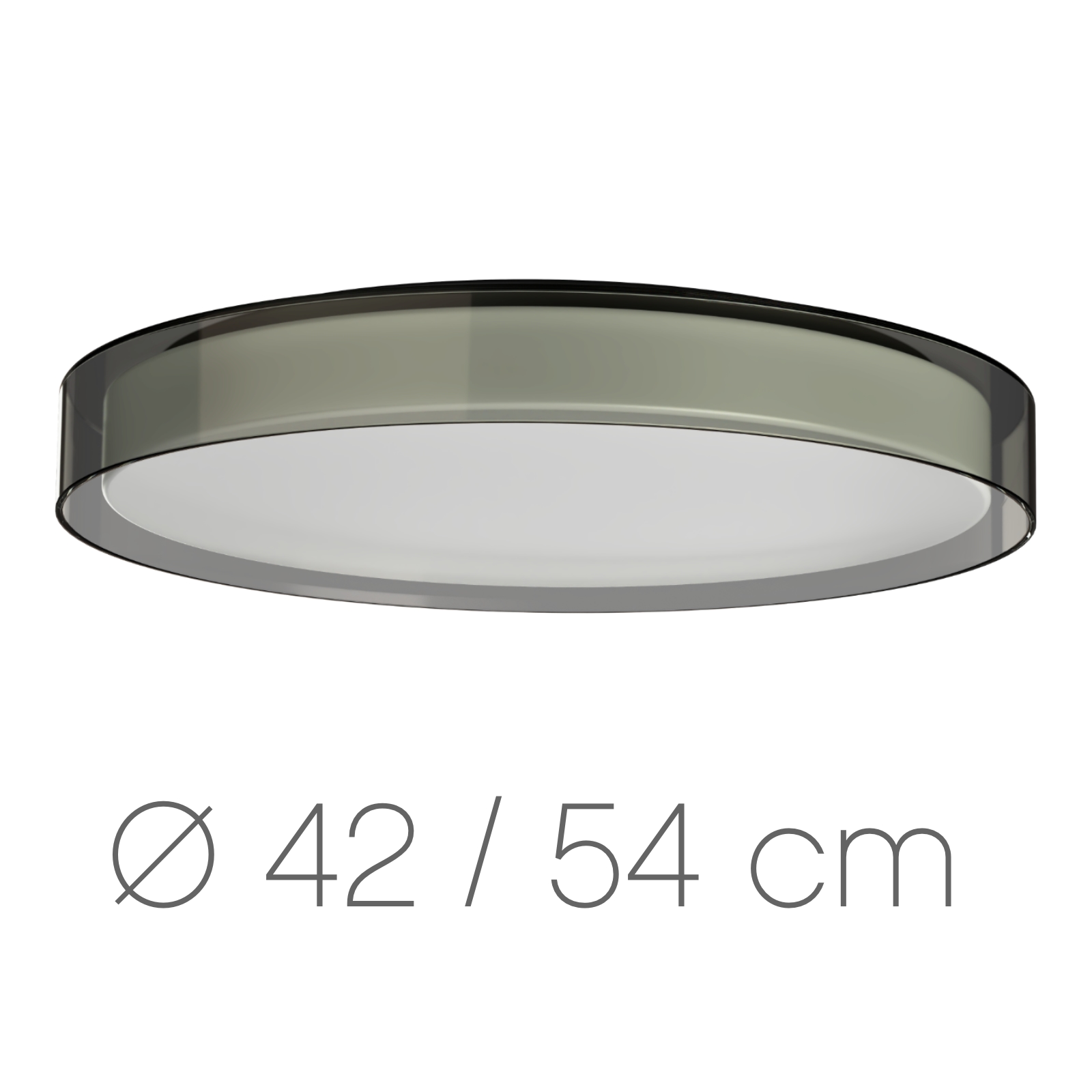 Flache LED-Deckenleuchte mit Rauchglas CITADELLE, Ø 42–54 cm