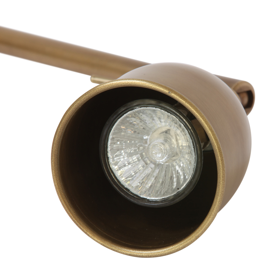 Kleine Gelenk-Wandlampe mit Messingschirmchen: Messing patiniert