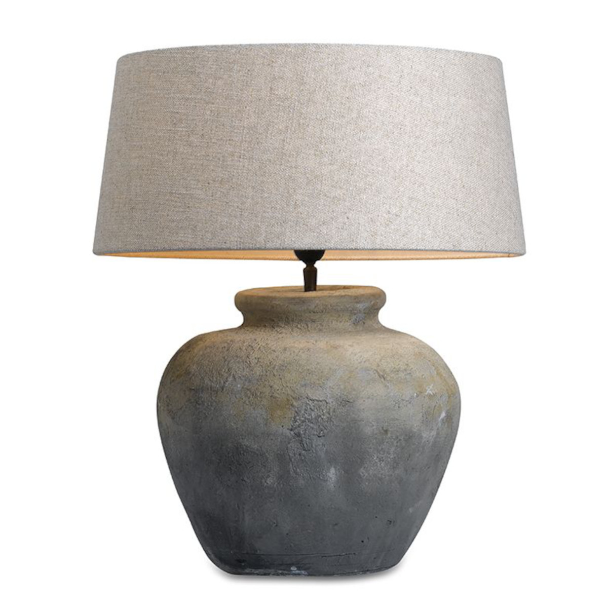 Fig. 1: hier mit Schirm in Leinen Natur Antique Amphora Style Ceramic Table Lamp VANI RUSTIC: hier mit Schirm in Leinen Natur