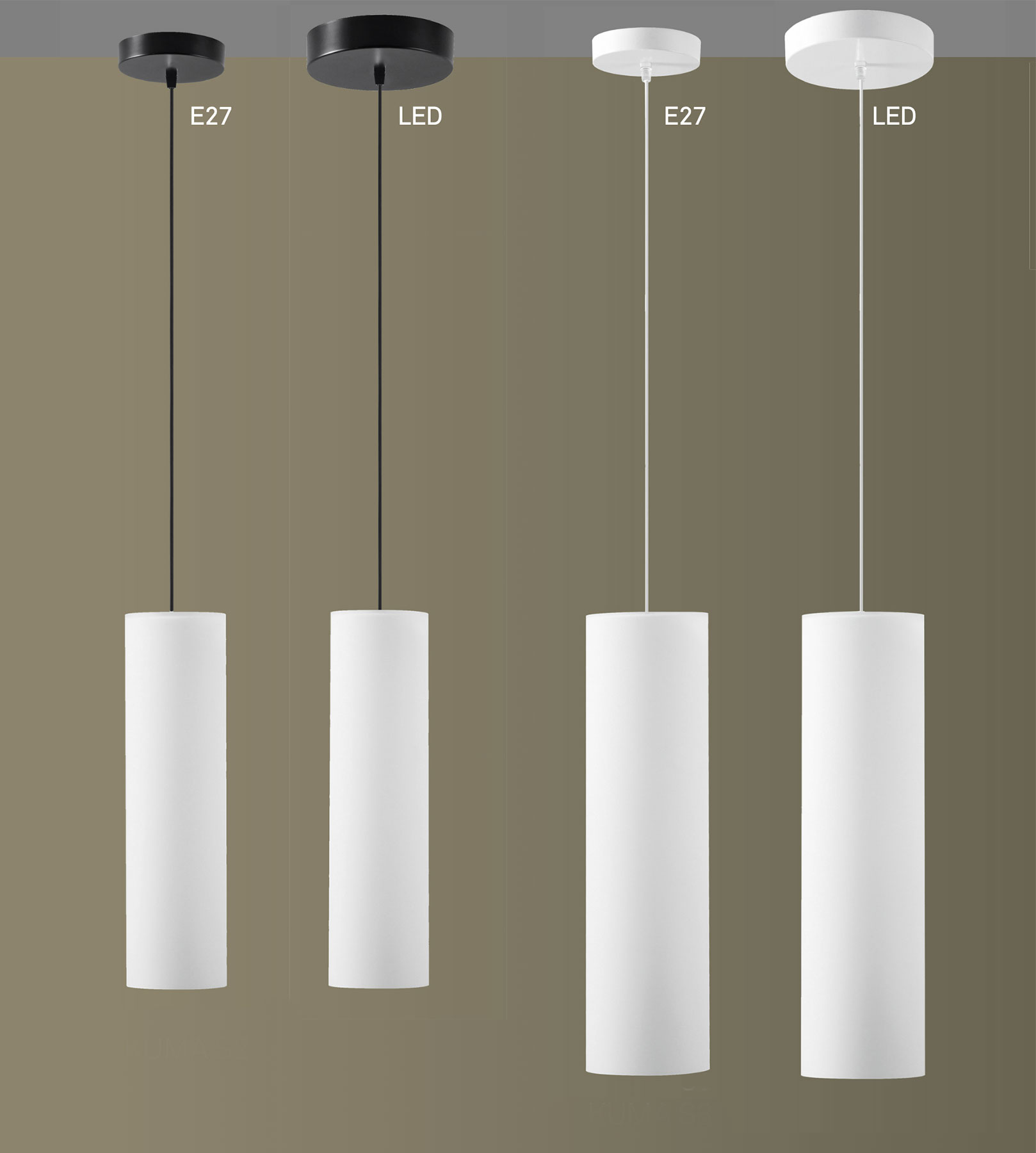 Lange Zylinder-Pendelleuchte KIMO aus Opalglas bis 55 cm Höhe: Die Modelle der langen Zylinder-Pendelleuchten im Überblick