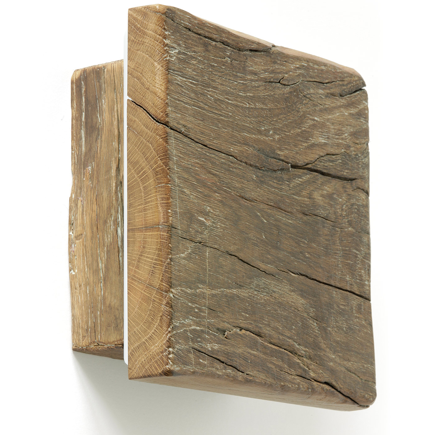 Quadratische Wandleuchte aus antikem Massivholz (20 cm) Quadratische Wandleuchte aus antikem Massivholz (20 cm)