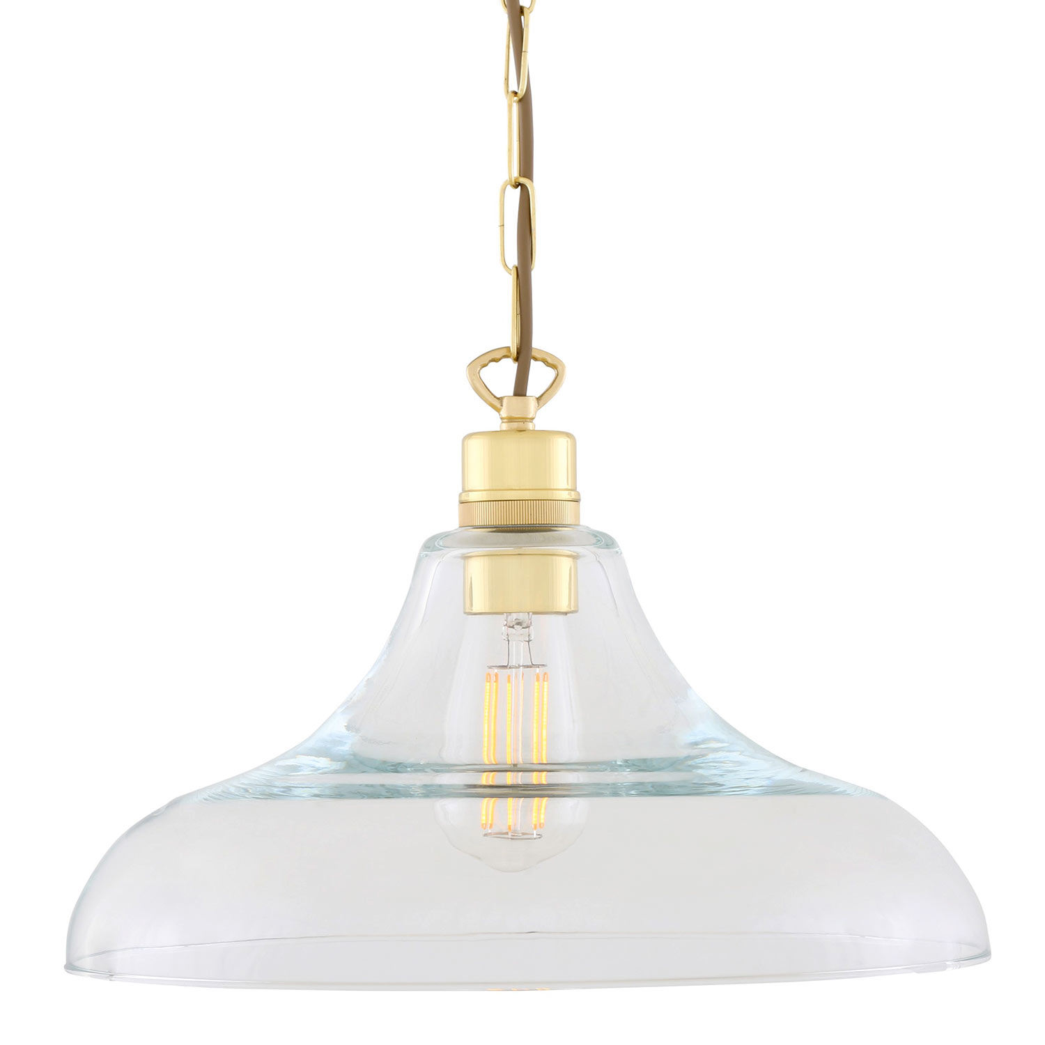 Bild 6: Messing poliert Pendelleuchte mit klarem Glasschirm Ø 37 cm: Messing poliert