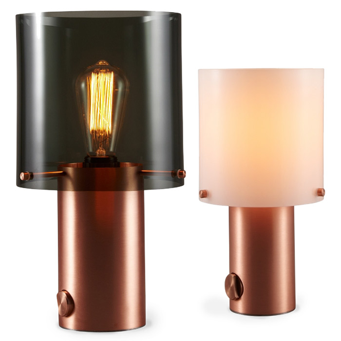 WALTER Round table lamp with copper base and dimmer WALTER Round table lamp with copper base and dimmer