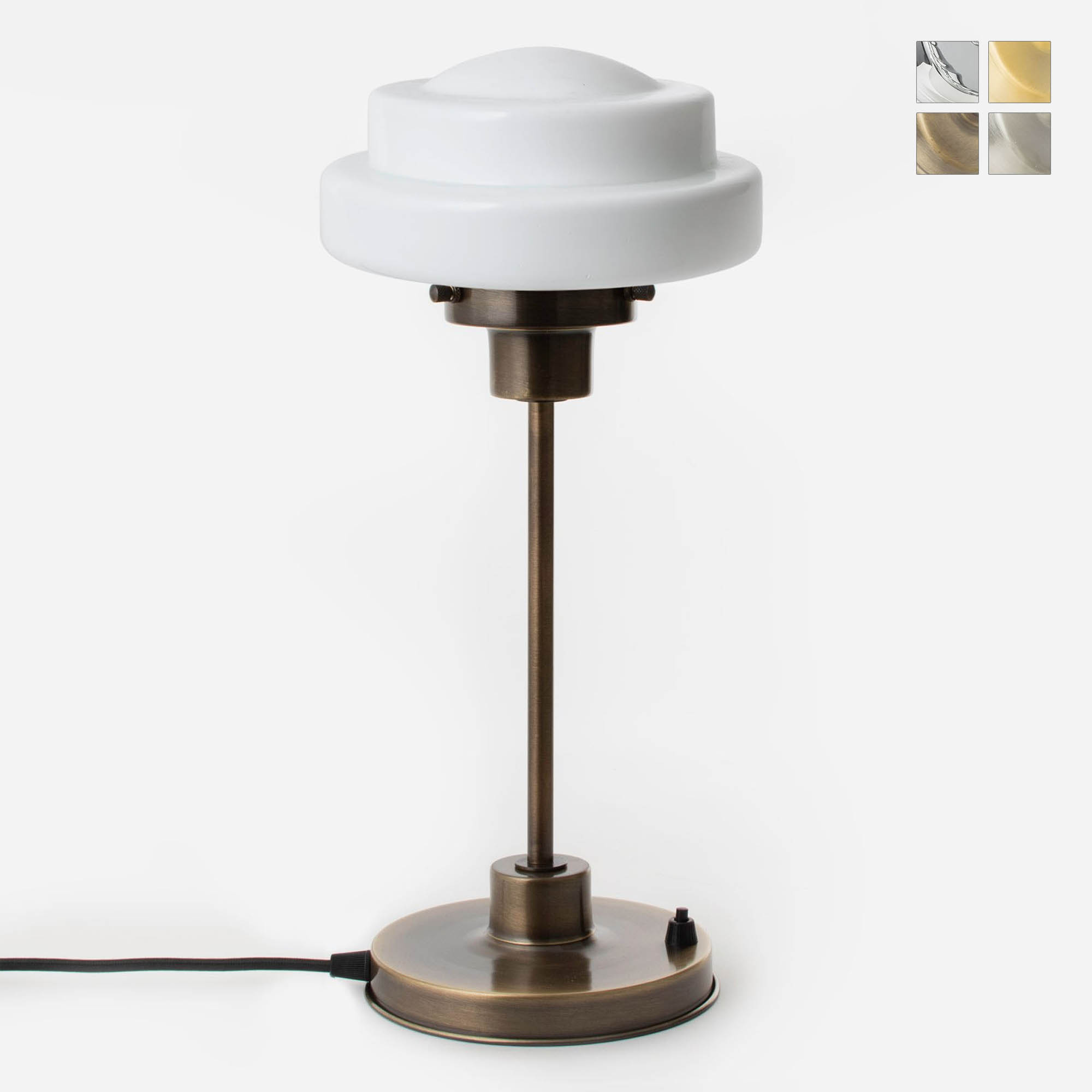 Brass table light with stepped Art Déco glass Brass table light with stepped Art Déco glass